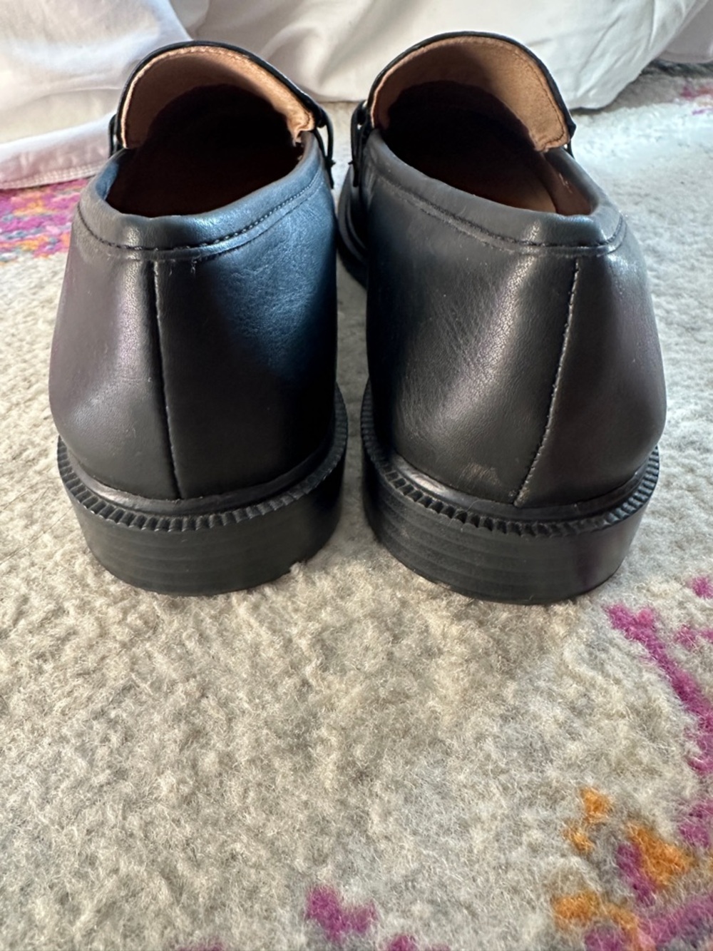H&M Black Leather Bit Loafers with Gold Accent Women - Picture 6 of 7